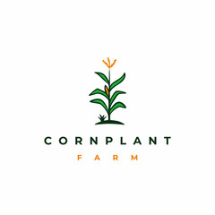 Corn stalk, corn tree, corn plant logo design vector illustration