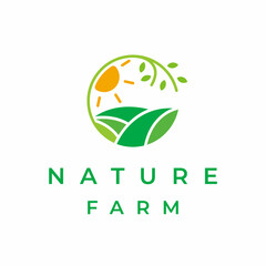 Green Nature Farm Agriculture Logo Design Vector Illustration