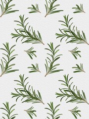 Hand drawn illustrations water color style of rosemary on white background. Design for seamless pattern. Texture for Fabric, Wrapping, Wallpaper, Print, Textile and Web design.