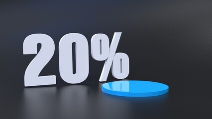 20 percent off discount offer 3d rendering red podium product display advertisement set minimal 