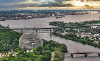 View on Montreal St-Lawrence river and Iles Sainte-Helene