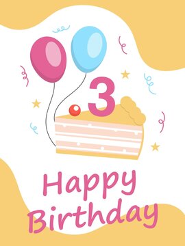 3 Years old Birthday Vector Illustration Template