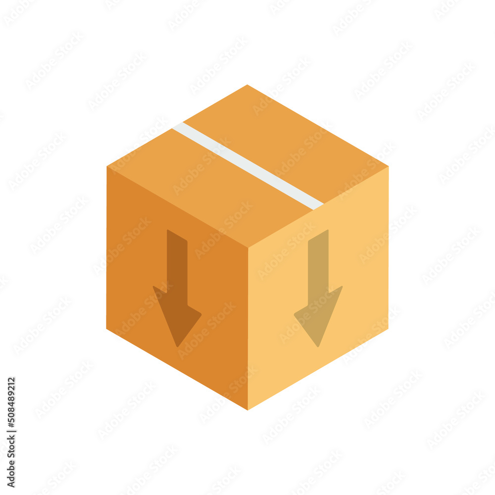 Aufkleber Vector icon of a box with an arrow pointing down. Closed box icon with an arrow. Vector arrow and box.