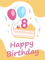 8 years old Birthday Vector Illustration Template