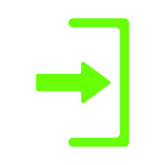 Exit vector icon. Vector icon of door and arrows in flat style meaning exit. Green exit sign. Emergency exit sign.
