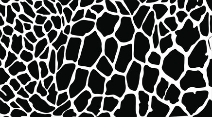Giraffe Motifs Pattern in Black and White. Animal Print Series. Vector Illustration