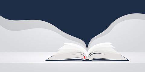 Open book over blue background illustration