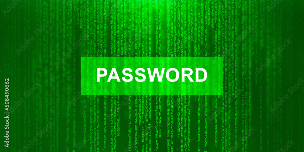 Poster 2d illustration abstract password digital binary data on computer screen