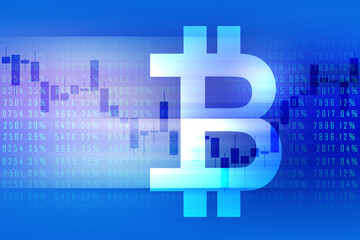 2d rendering Stock market online business concept. business Graph  with bit coin
