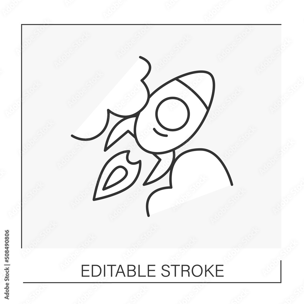 Aufkleber strategy line icon. start new projects. idea. rocket launch. business concept. isolated vector illus