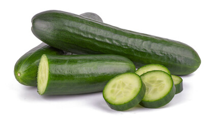Cucumber slice isolated on white background close up