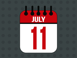 July 11 calendar icon with day of month in red.