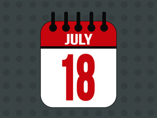 July 18 calendar icon with day of month in red.
