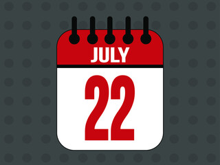 July 22 calendar icon with day of month in red.