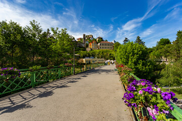 Pedestrian bridge in city Jajce. Bosnia and Herzegovina