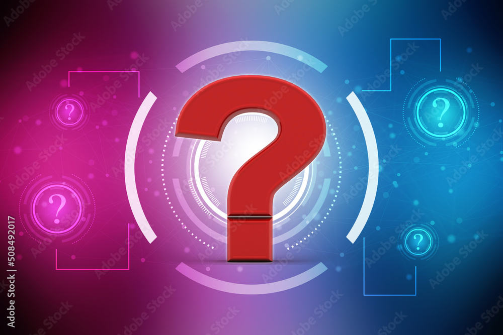 Aufkleber 2d rendering question mark concept