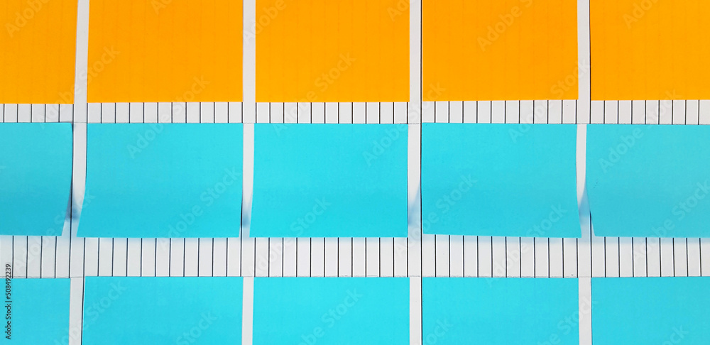 Wall mural blue or green and orange post it stick on white paper for people fill text, wording, your idea on th