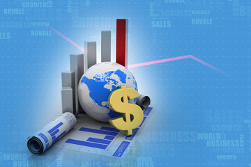 3d rendering Stock market online business concept
