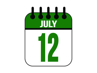 July 12 calendar icon with day of month in green.