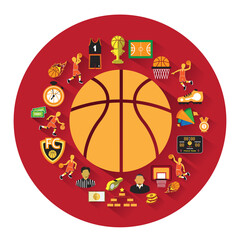 Group of  Basketball icons set.Basketball learning concept.