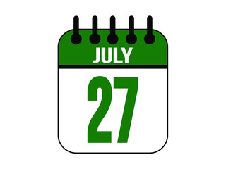 July 27 calendar icon with day of month in green.