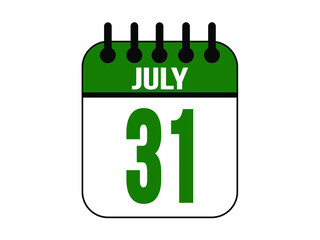 July 31 calendar icon with day of month in green.