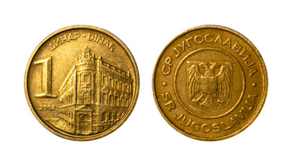 One Yugoslav Dinar coin of 1994 - obrazy, fototapety, plakaty