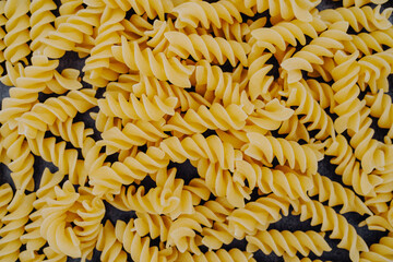 Raw fusilli or pasta from above