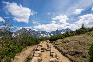 Tourist trail towards Gasienicowa Valley. Tatra Mountains.