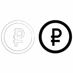 illustration of ruble black and white coins