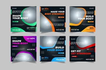 Gym Fitness Social Media Banner design template vector