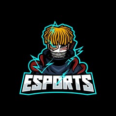 anime ninja mascot esports logo vector