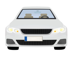 White car. front view. vector illustration