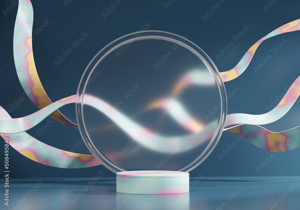 Poster colorful pastel object podium platform product display and showcase 3d rendering