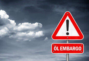 Ölembargo Warnschild