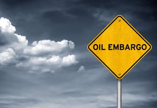 Oil Embargo - Road sign warning