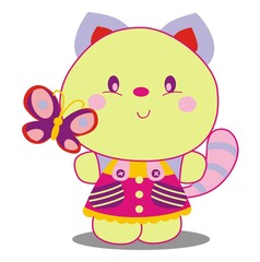 kitten holding a butterfly