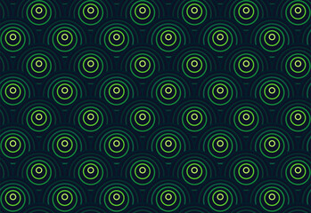 Glowing Green Pattern of Oval Structures with Optical Illusion. Vector Seamless with Pattern in Swatches.