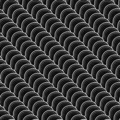 Monochrome Wavy Diagonal Pattern of Oval Structures with Optical Illusion. Vector Seamless Pattern with Pattern in Swatches.