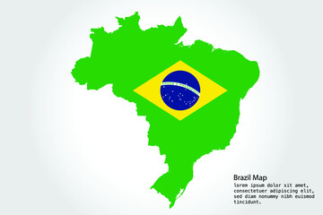 Brazil Map stripes. Vector illustration Color on White Backgound