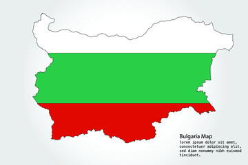 Bulgaria Map stripes. Vector illustration Color on White Backgound