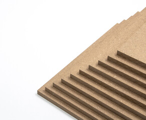 Mdf boards placed stepwise, with the top facing to the left.