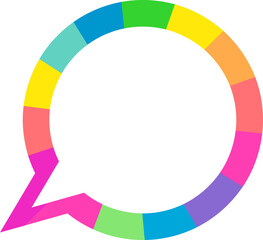 Colorful speech bubble vector. Decorative rainbow color thought bubble. Isolated dialog icon. Vector, illustration, EPS10