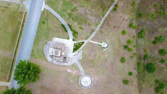 Aerial view of Ancient Mantineia ruins in Arcadia region in Greece