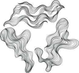 Set of abstract shapes. Hand drawn vector illustrations. Ink painting style composition
