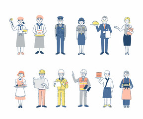 さまざまな職業の人々　男女12人　セット