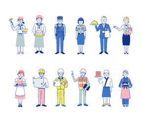 さまざまな職業の人々　男女12人　セット