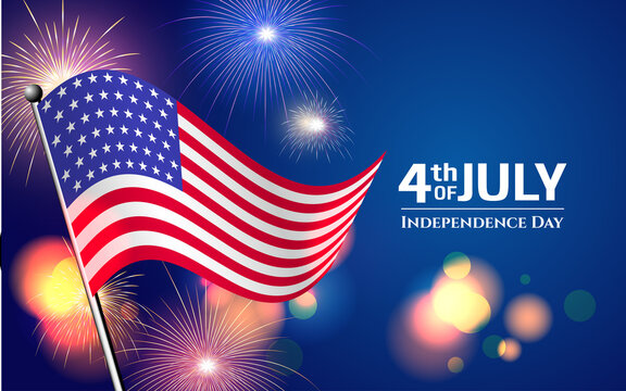 4th of July USA Patriotic background with fireworks