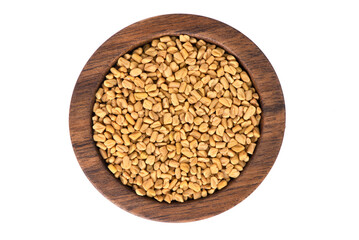 Fenugreek spice. Fenugreek isolated on white background. Fenugreek seeds macro