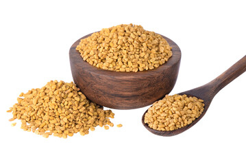 Fenugreek spice. Fenugreek isolated on white background. Fenugreek seeds macro